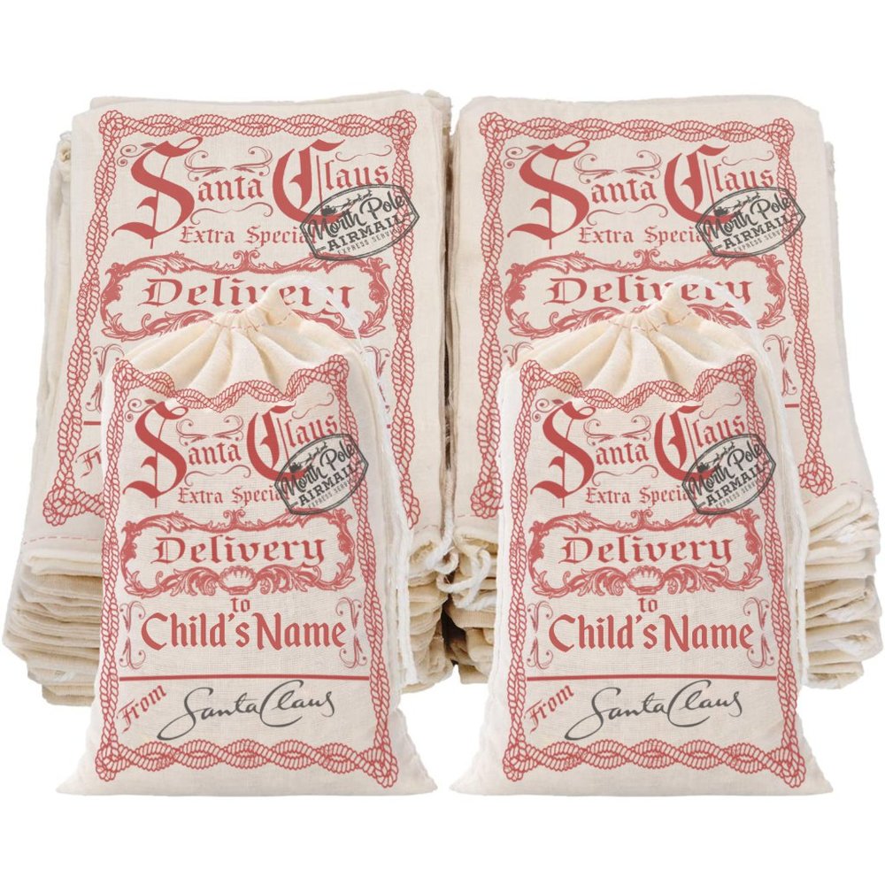 Personalized Santa Claus Delivery Gift Bags - 4 for $15